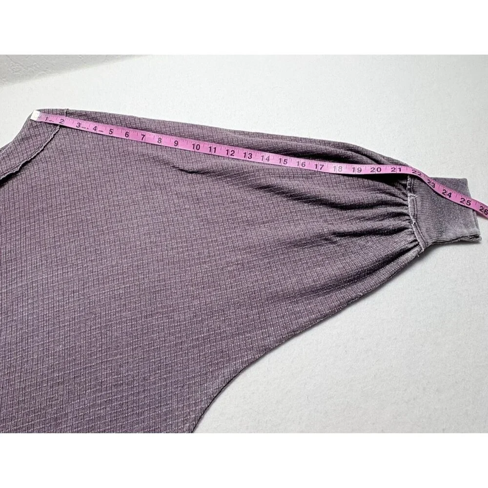 FREE PEOPLE Women Willow Thermal Top Pullover Long‎ Sleeve Sz M Purple 3-27